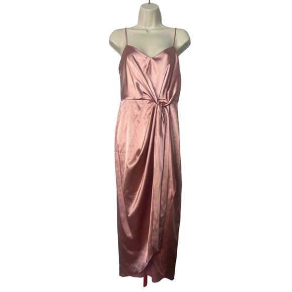 NWT Dessy After Six Faux Wrap Midi Dress in Desert Rose Size 2 - Picture 3 of 13